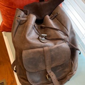 Brown leather back pack